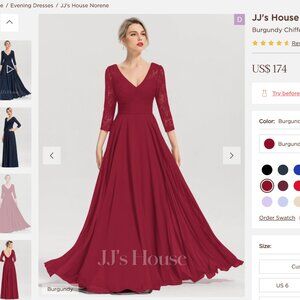 Evening, Black Tie, Floor Length Dress. V-neck, lace bodice